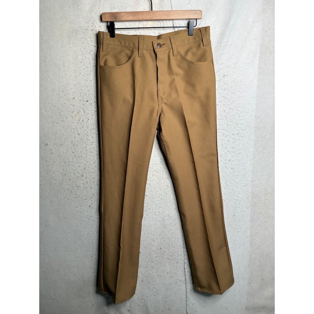 Vintage Levis Sta-Prest Action Slacks Tan Brown Straight Leg Trousers 32x31